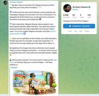Telegram launches the in-app browser for decentralized web sites - The Cryptonomist