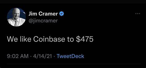 Jim Cramer on Coinbase Stock: “I Think This One’s Going Higher