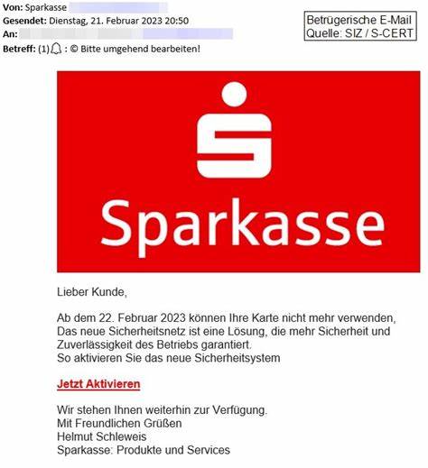 Betrug bei der Sparkasse: Rechtliche Schritte bei Phishing