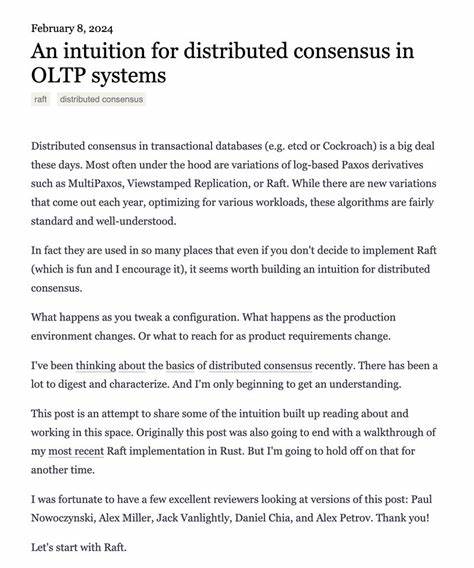 An intuition for distributed consensus in OLTP systems