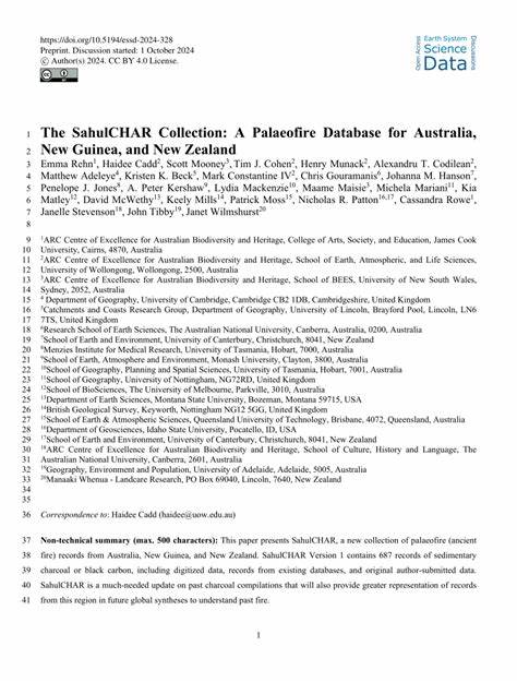 SahulCHAR: A Palaeofire Database for Australia, New Guinea, and New Zealand