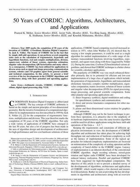 50 Years of Cordic: Algorithms, Architectures, and Applications (2009) [pdf]