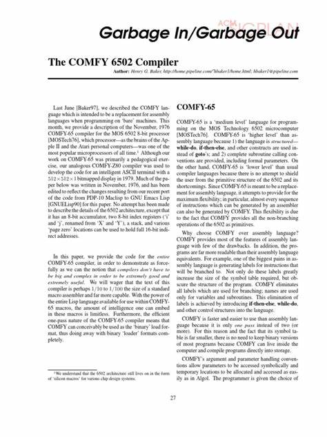Garbage in / Garbage Out: The Comfy 6502 Compiler [pdf]