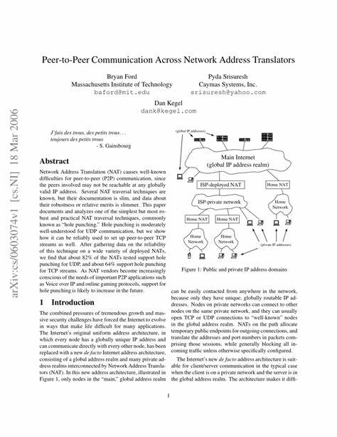 Peer-to-Peer Communication Across Network Address Translators