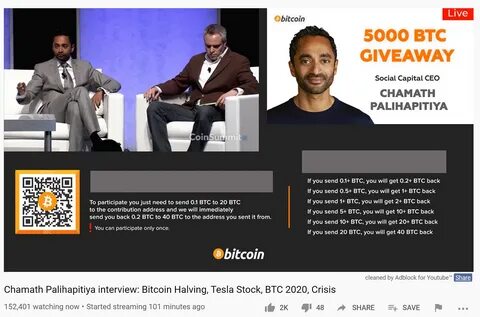 Man Loses $1000 in BTC to Palihapitiya Giveaway YouTube Scam
