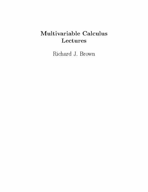 Multivariable Calculus Lectures by Richard J. Brown [pdf]