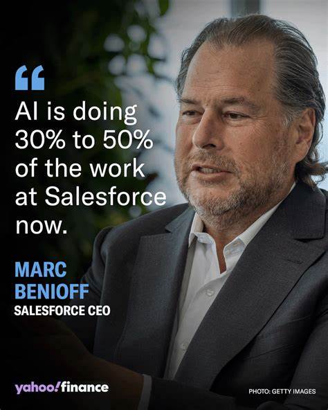 Salesforce is using AI for up to 50% of its workload, and its AI product is 93% accurate, says CEO Marc Benioff