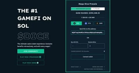 New Solana GambleFi Token Mega Dice Raises $300,000+ in Crypto Presale - Cryptonews