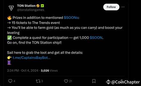 TON Station Extends $SOON Coin Farming End Date to November 15 — Airdrop and Listing Ahead? - CoinChapter