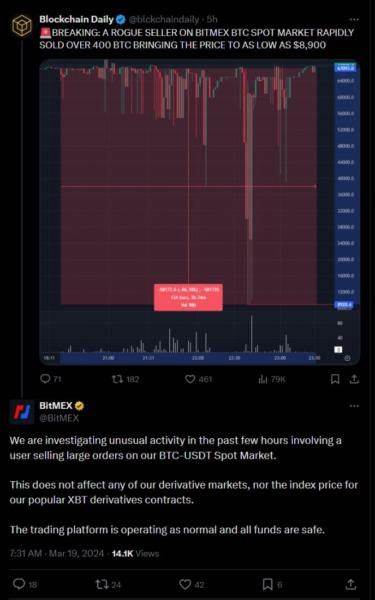 BitMEX whale tanks Bitcoin price to $8.9K during BTC sell-off