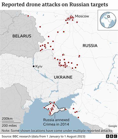 Ukraine battle map of Russia's oil system showing to track drone strike impacts