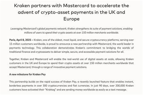 Kraken and Mastercard Partner up to Enable Crypto Payments Across Europe
