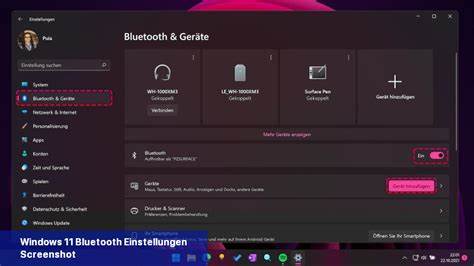 Suchen nach Bluetooth-Einstellungen in Windows