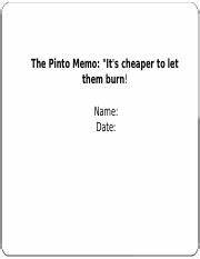 The Pinto Memo: 'It's Cheaper to Let Them Burn '