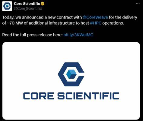 Core Scientific and CoreWeave announce $1.2B expansion in Texas to power AI growth - crypto.news