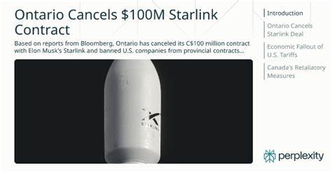 Canada's Ontario gov't cancels $100M Starlink contract