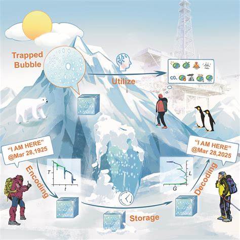 Manipulating trapped air bubbles in ice for message storage in cold regions