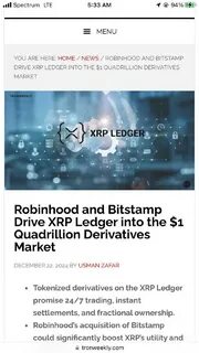 Robinhood And Bitstamp Drive XRP Ledger Into The $1 Quadrillion Derivatives Market - TronWeekly