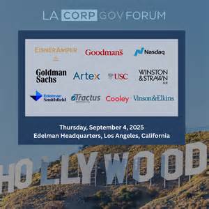 LA CorpGov Forum Sept 4: Featuring Sports, Entertainment & International Business