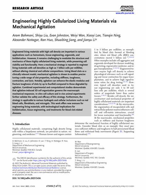Engineering Highly Cellularized Living Materials via Mechanical Agitation