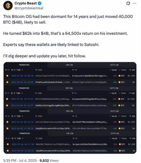 Bitcoin loses $108K as 14-year-old BTC sparks Satoshi rumors