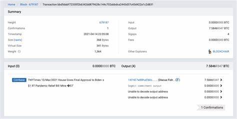 F2Pool encodes Biden stimulus headline to mark Coinbase's direct listing on Nasdaq - The Block