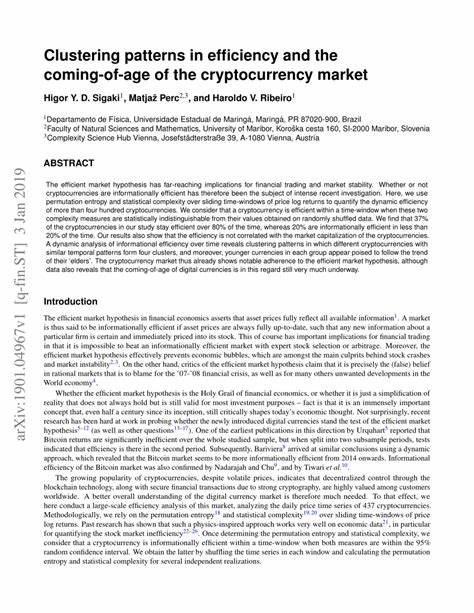 Clustering patterns in efficiency and the coming-of-age of the cryptocurrency market - Nature.com