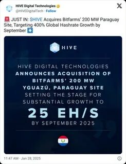Bitfarms to sell 200 MW site in Paraguay to Hive Digital for $85M