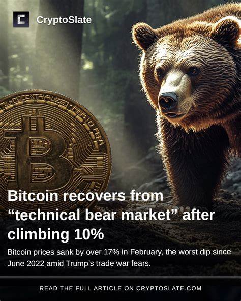 Bitcoin recovers from "technical bear market" after climbing 10% - CryptoSlate