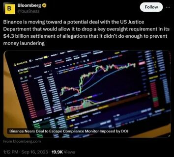  Binance seeks DOJ deal that could end 2023 compliance monitor: Report 