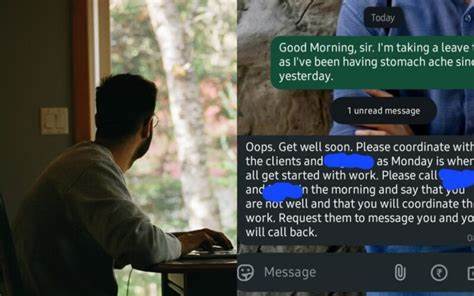 Employee takes sick leave for stomach ache, boss subtly asks to work anyway