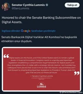 Lummis ‘₿ig things’ tweet refers to subcommittee, not Bitcoin Reserve - Informed crypto news