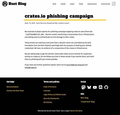 Active phishing campaign targeting crates.io users
