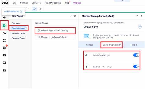 how to disable "login with Google/Facebook" on wix member site