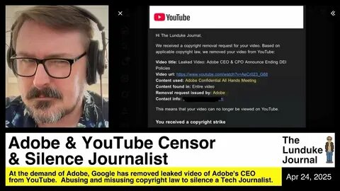 Adobe and YouTube Censor Journalist