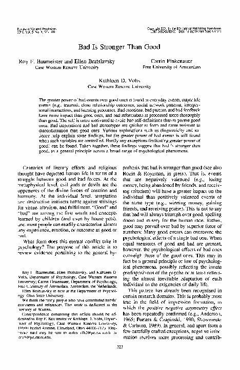 Bad Is Stronger Than Good [pdf]
