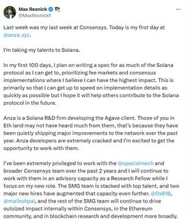 Ethereum researcher Max Resnick moves to join Solana development firm Anza - The Block