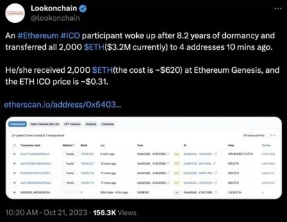 Ethereum OG Wallet from 2017 Sells All Remaining ETH, Inks $8,660,000 in Profit: Lookonchain - The Daily Hodl