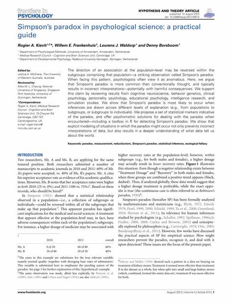 Simpson's paradox in psychological science: a practical guide (2013)