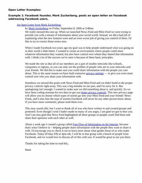 An Open Letter from Mark Zuckerberg (2006)