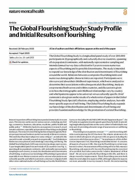 The Global Flourishing Study: Study Profile and Initial Results on Flourishing