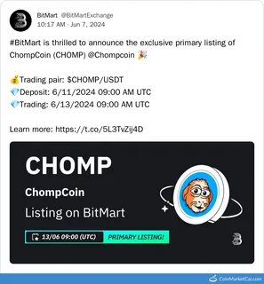 ChompCoin Price: CHOMP Live Price Chart, Market Cap & News Today - CoinGecko Buzz