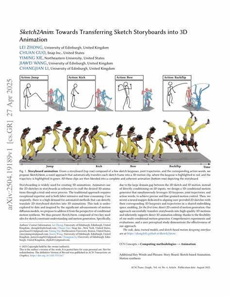 Sketch2Anim: Transferring Sketch Storyboards into 3D Animation
