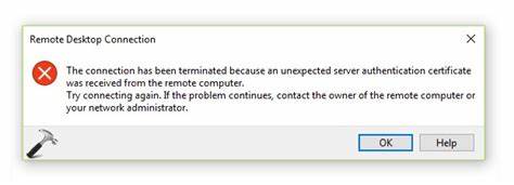 connection terminated unexpected server authentication certificate 