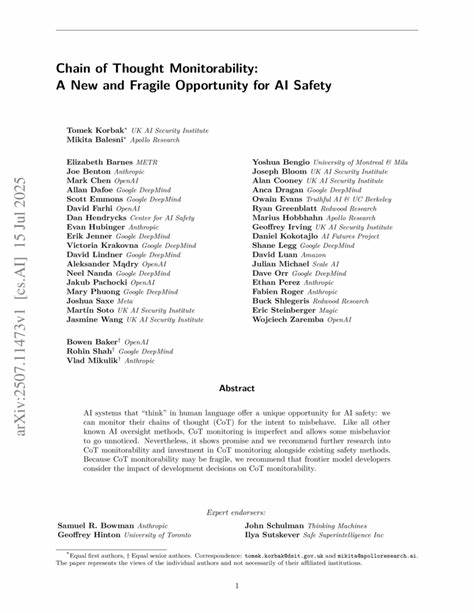 Chain of thought monitorability: A new and fragile opportunity for AI safety