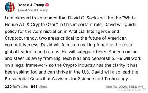 Alleged Strategic Bitcoin Reserve Announcement by Trump's Crypto Czar - Blockchain.News