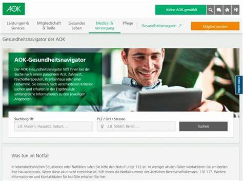 AOK-Gesundheitsnavigator: Portalbereich für Arztpraxen