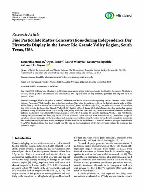 Fireworks and Particulate Metal Concentrations on Independence Day