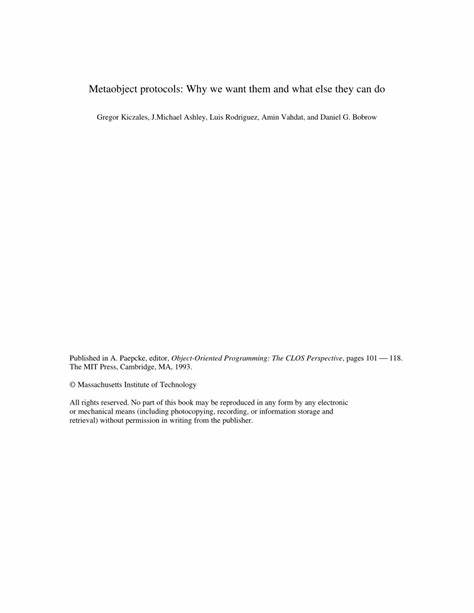 Metaobject Protocols: Why we want them and what else they can do [pdf]