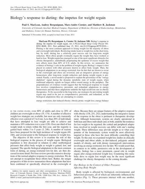 Biology's response to dieting: the impetus for weight regain